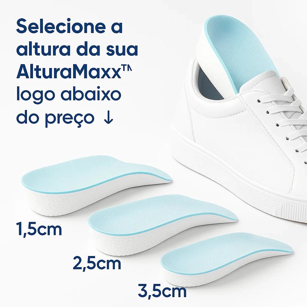 AlturaMaxx™ – Palmilha Ortopédica Invisível +3,5cm - Direct Ofertas