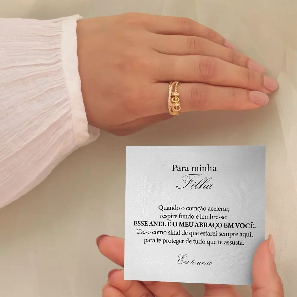 Anel Anti Ansiedade - Presente Para Filha Banhado a Ouro 18k - Direct Ofertas
