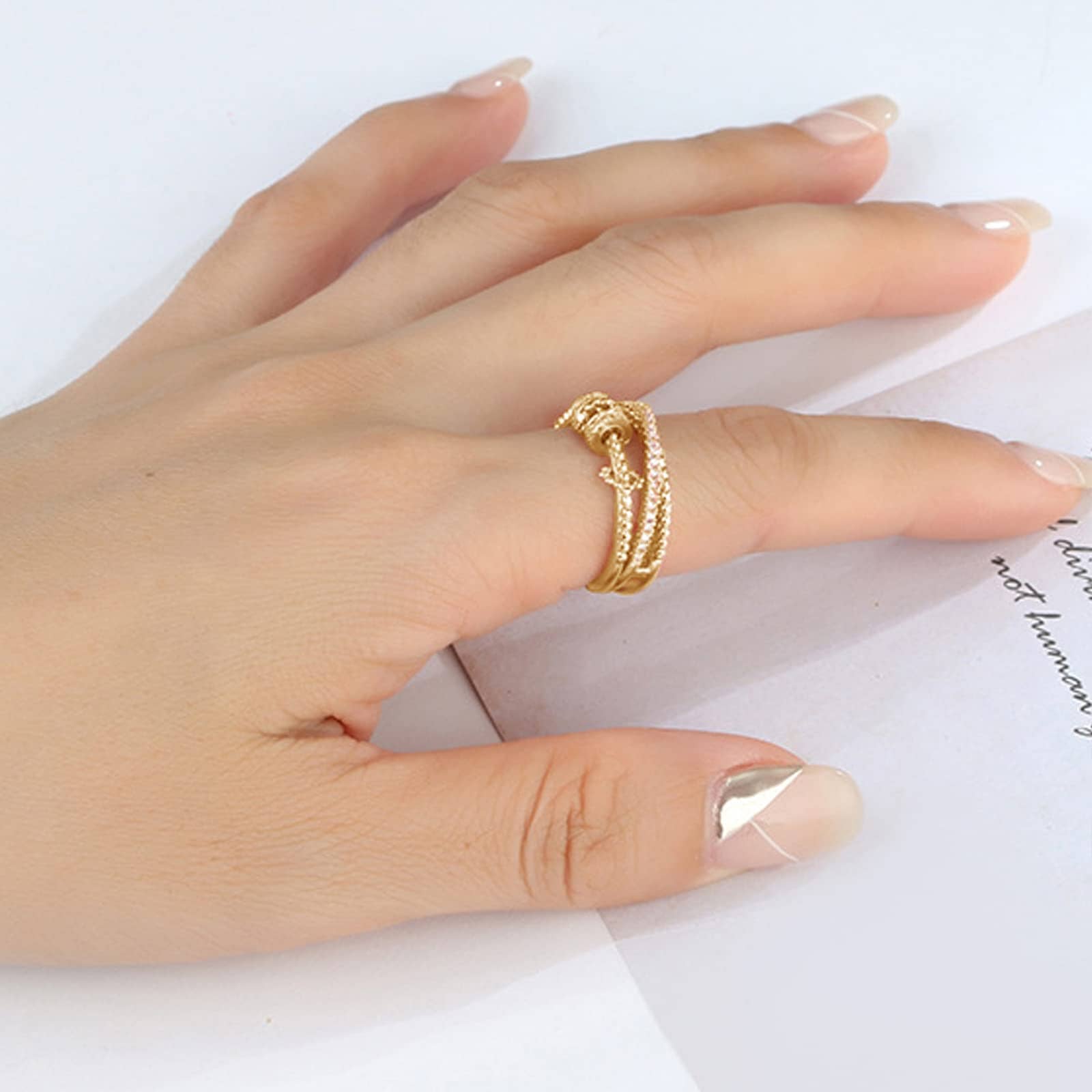 Anel Anti Ansiedade - Presente Para Filha Banhado a Ouro 18k - Direct Ofertas