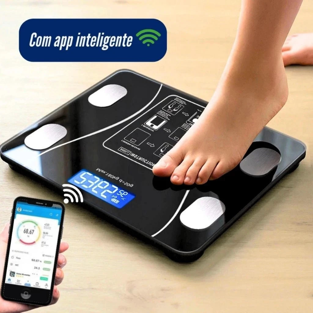 Balança Digital Medidora Corporal com Bioimpedância Balança Digital Medidora Corporal PS1 Direct Ofertas 