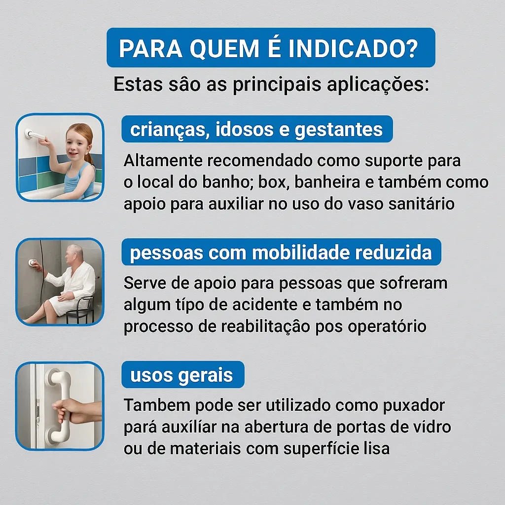 Barra de Apoio Portátil para Banheiro - SafeGrip - Direct Ofertas