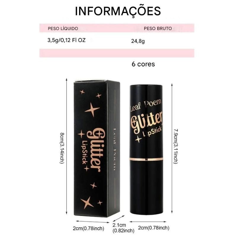 Batom Cintilante com Glitter Hidratante à Prova d'Água Vapor One - Direct Ofertas