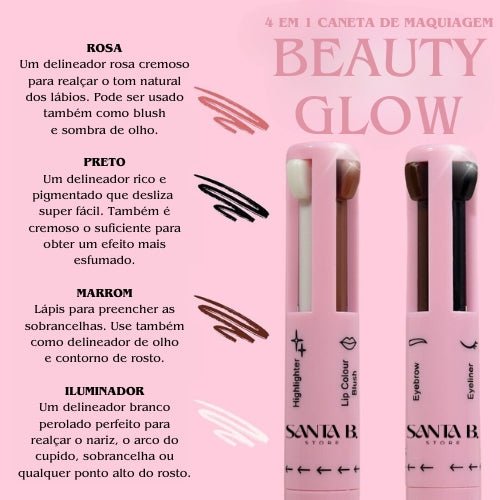 BeautyGlow - Caneta 4 em 1 de Maquiagem - Direct Ofertas
