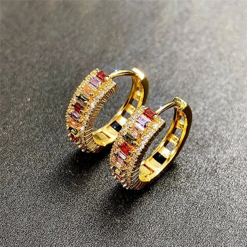 Brinco Argola Pedras Ouro 18K - Direct Ofertas