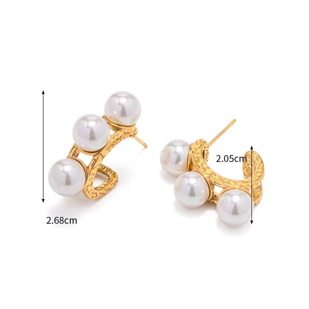 Brinco Meia Argola de Perolas Folheado a Ouro 18k - Direct Ofertas