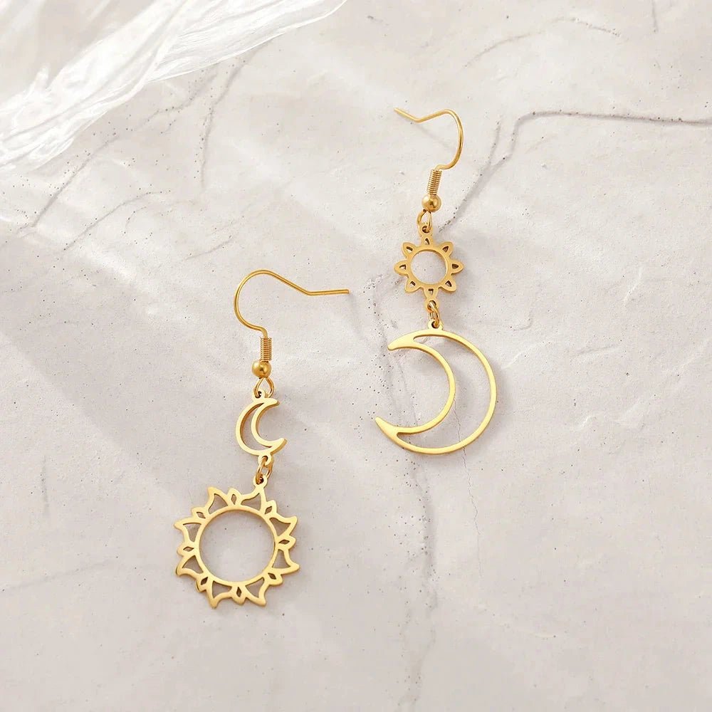 Brinco Pendente Sol Lua - Direct Ofertas
