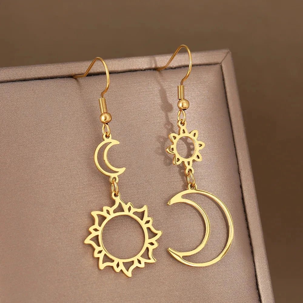 Brinco Pendente Sol Lua - Direct Ofertas