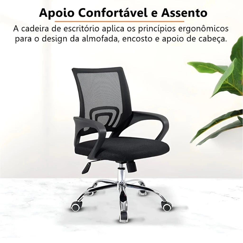 Cadeira de Escritório com Encosto em Tela Mesh - Direct Ofertas