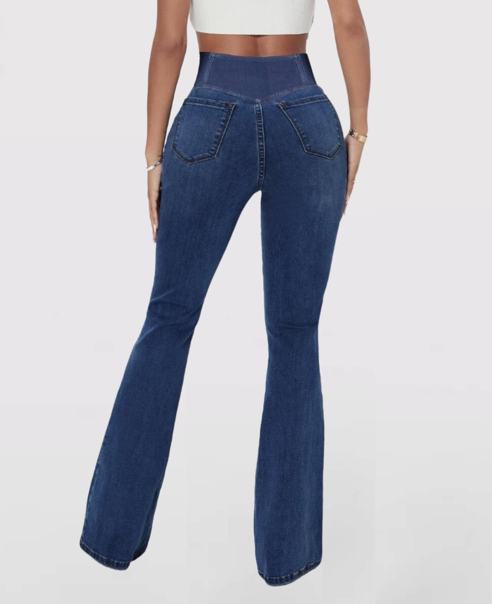 Calça Jeans de Cintura Alta Cruzada [CALÇA EFEITO BARRIGA CHAPADA] - Direct Ofertas