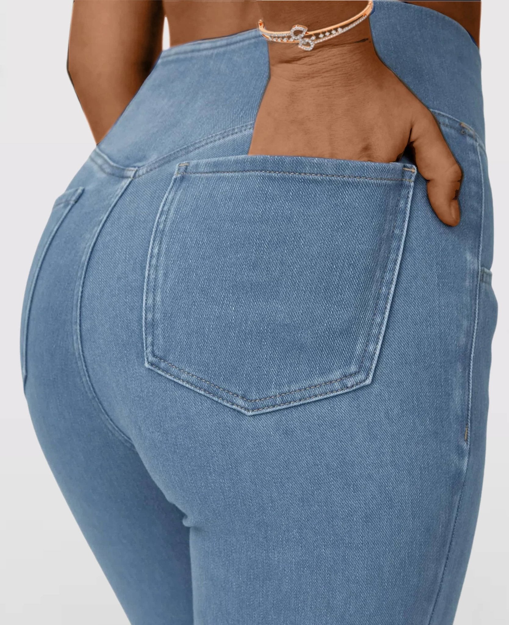 Calça Jeans de Cintura Alta Cruzada [CALÇA EFEITO BARRIGA CHAPADA] - Direct Ofertas