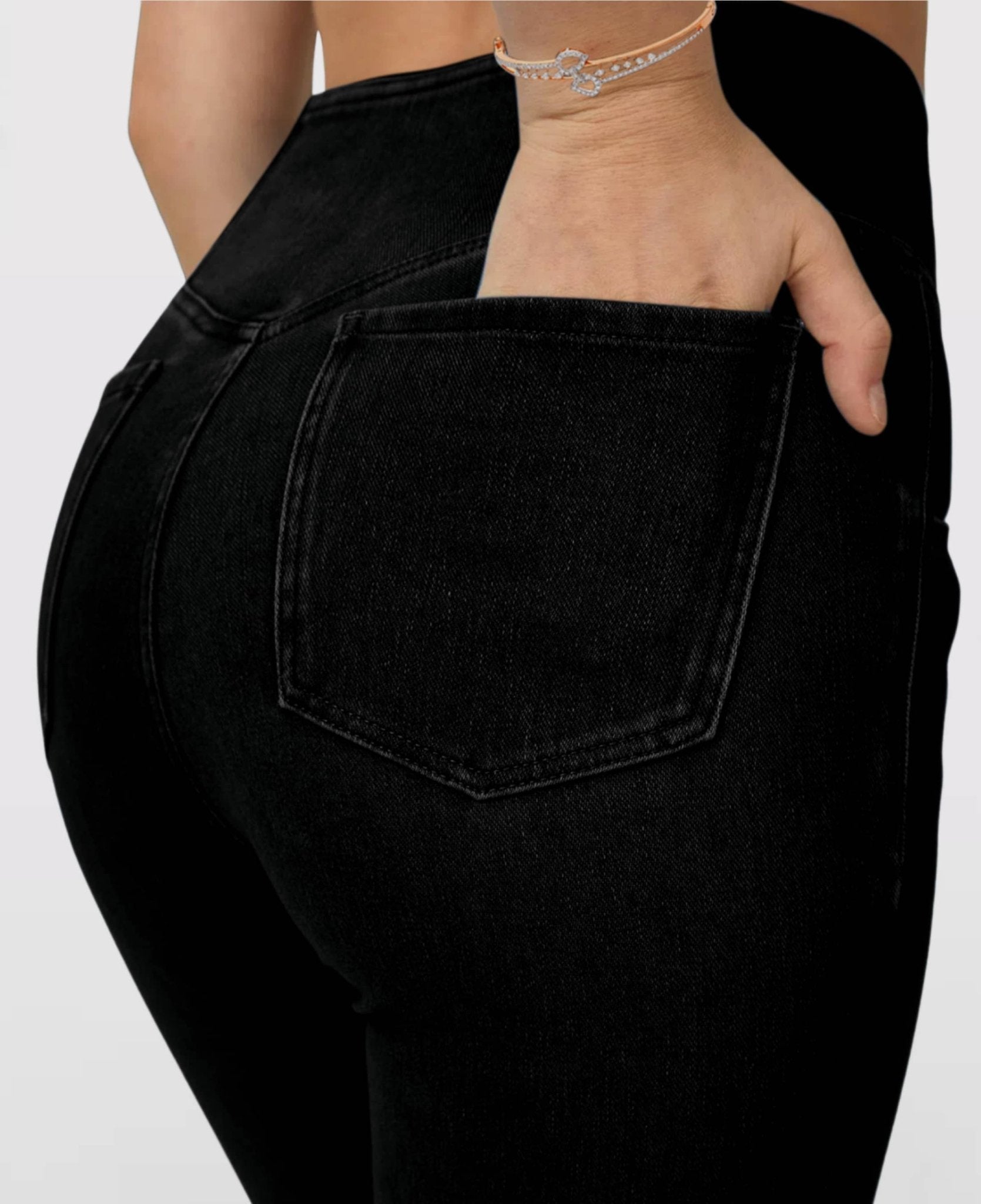 Calça Jeans de Cintura Alta Cruzada [CALÇA EFEITO BARRIGA CHAPADA] - Direct Ofertas