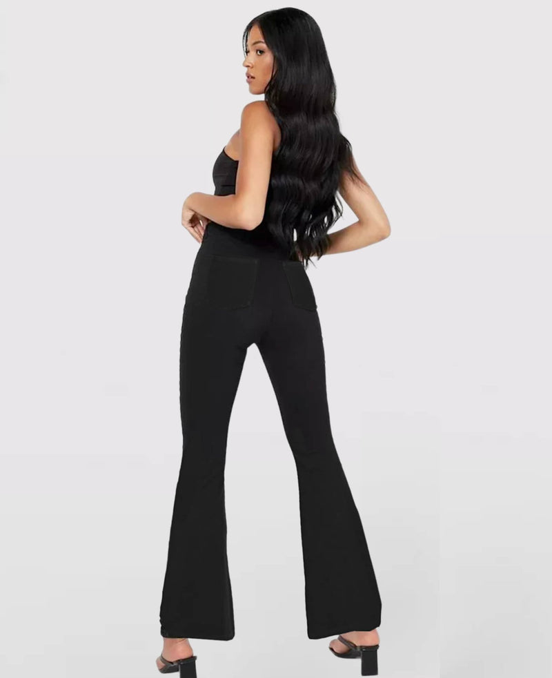 Calça Jeans de Cintura Alta Cruzada [CALÇA EFEITO BARRIGA CHAPADA] - Direct Ofertas