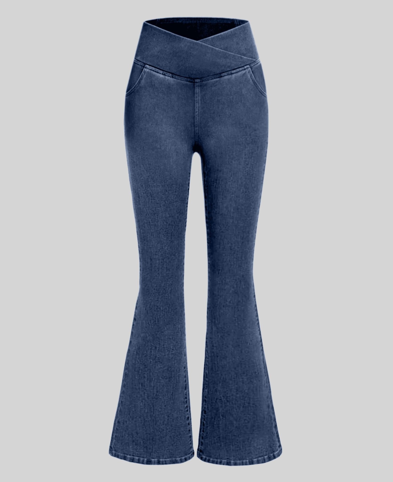 Calça Jeans de Cintura Alta Cruzada [CALÇA EFEITO BARRIGA CHAPADA] - Direct Ofertas