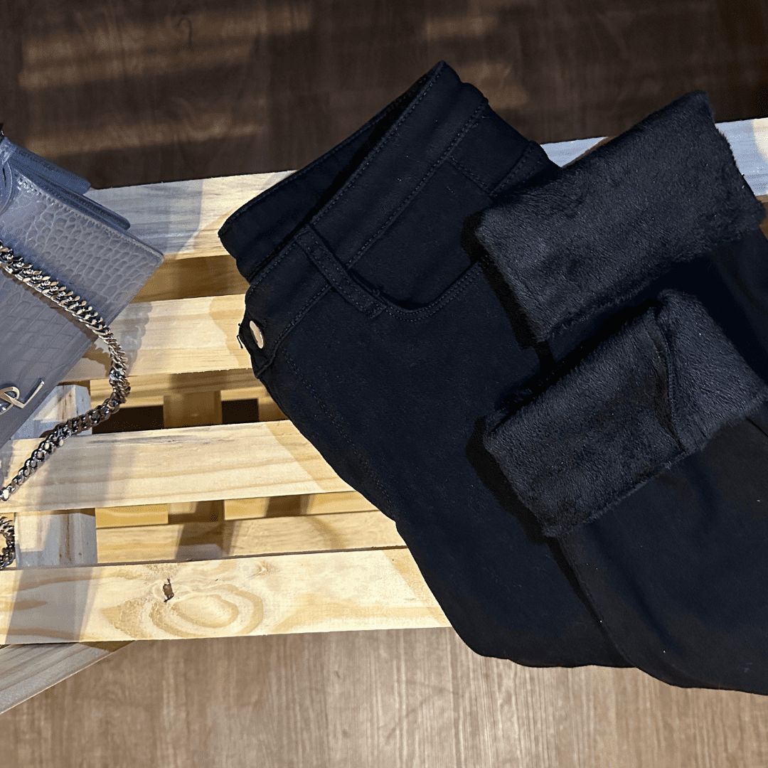 Calça Jeans Feminina com Elastano Peluciada Forglows + Meia Térmica - Direct Ofertas