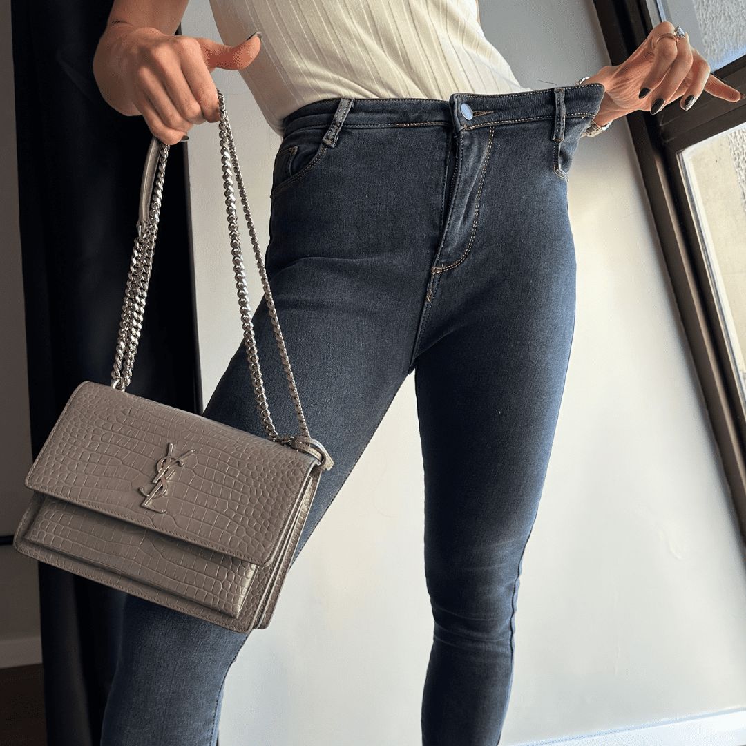 Calça Jeans Feminina com Elastano Peluciada Forglows + Meia Térmica - Direct Ofertas