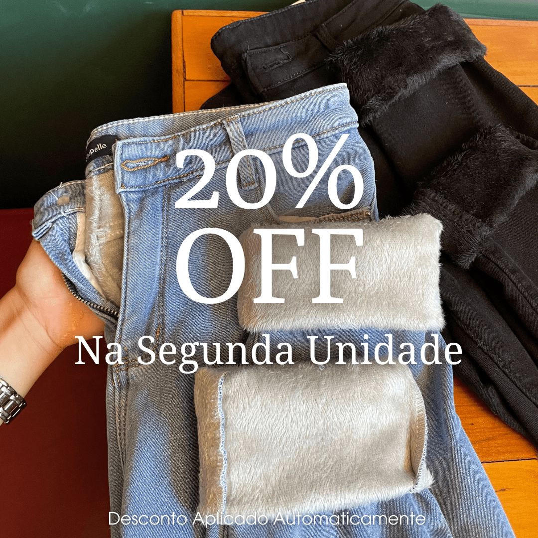 Calça Jeans Feminina com Elastano Peluciada Forglows + Meia Térmica - Direct Ofertas