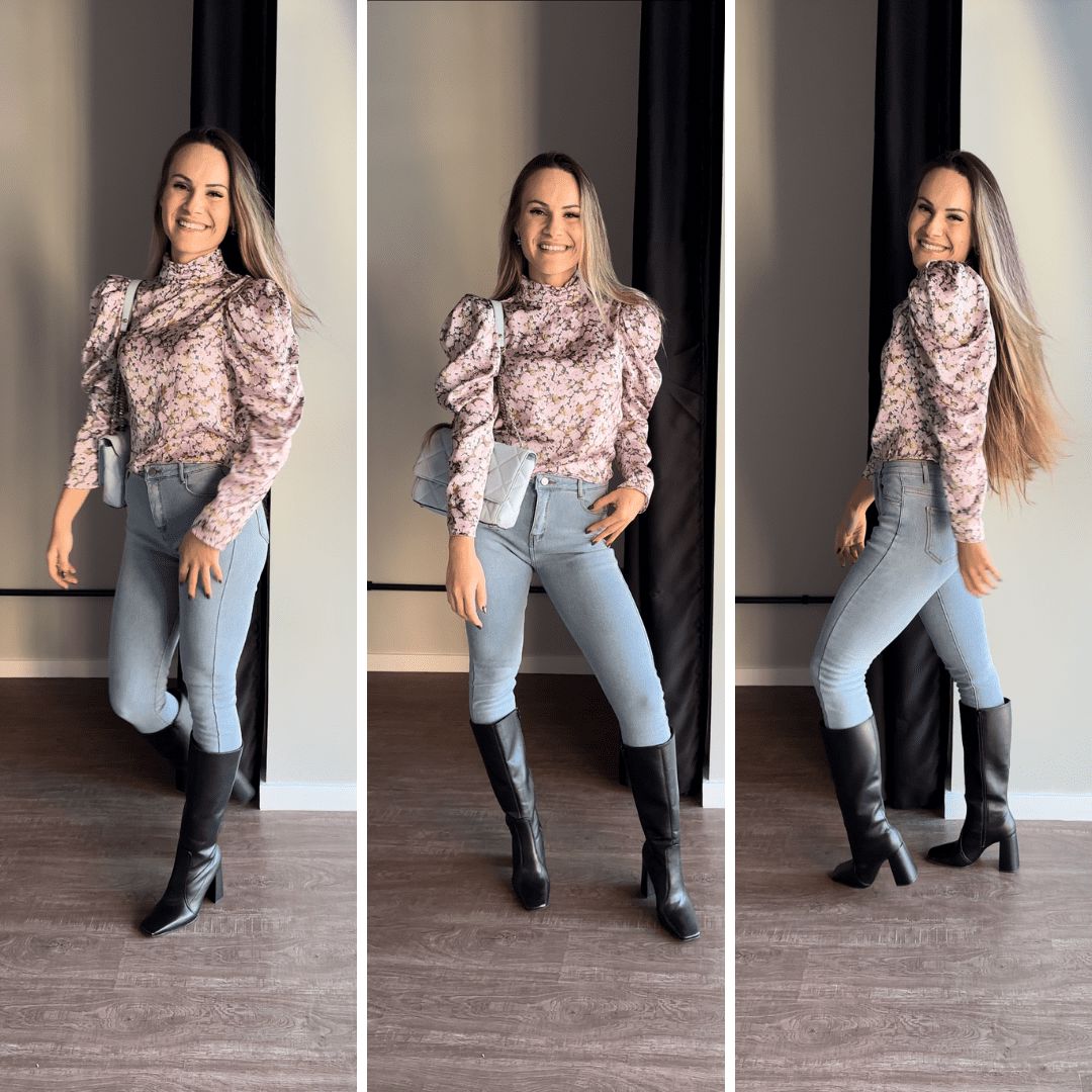 Calça Jeans Feminina com Elastano Peluciada Forglows + Meia Térmica - Direct Ofertas
