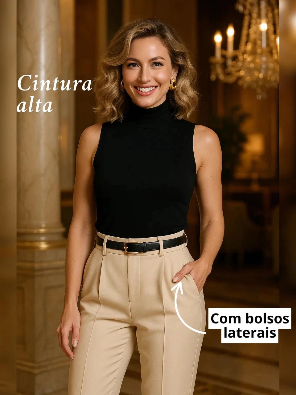 Calça Jogger Cenoura em Alfaiataria com Cinto Calça Jogger Cenoura PS1 Direct Ofertas 