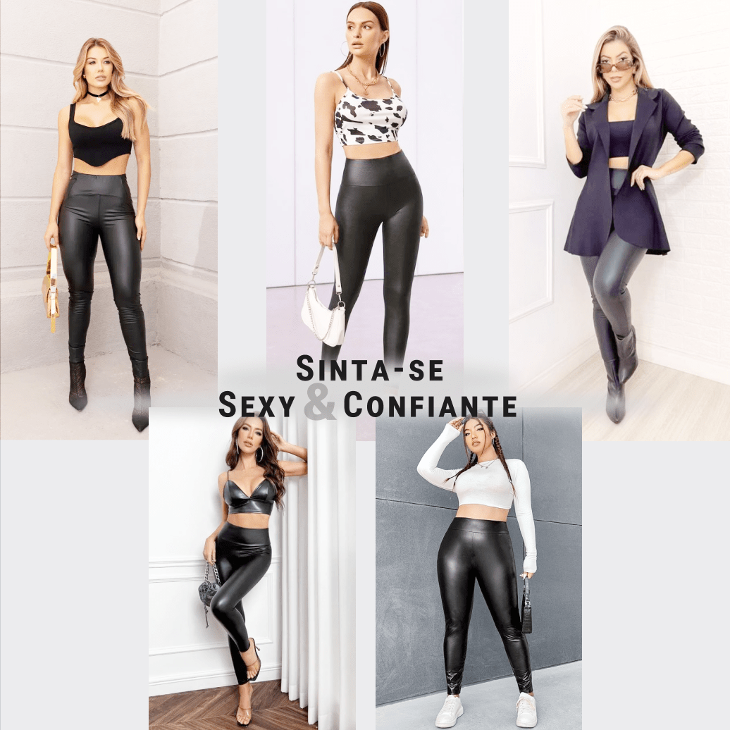 Calça Legging de Couro Aveludada - Fashion Leg - Compre 1 Leve 2 - Direct Ofertas