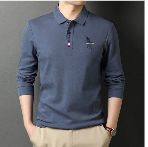 Camisa Comprida Polo Vogue Bordado Coreano Original - (Você ganha o Relógio Minimalista de Brinde) - Direct Ofertas