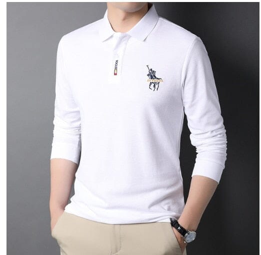 Camisa Comprida Polo Vogue Bordado Coreano Original - (Você ganha o Relógio Minimalista de Brinde) - Direct Ofertas