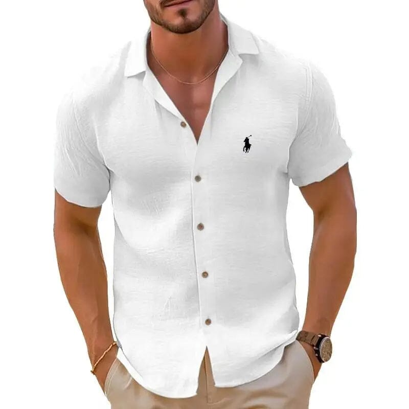 Camisa manga curta de linho puro - Ralph Lauren - Original - Direct Ofertas