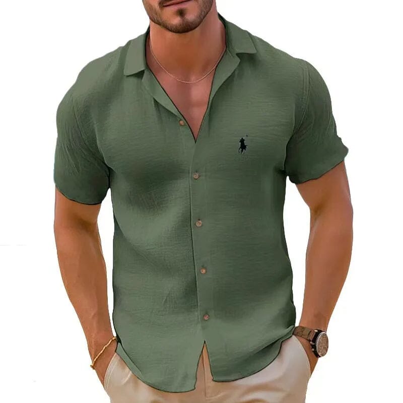 Camisa manga curta de linho puro - Ralph Lauren - Original - Direct Ofertas