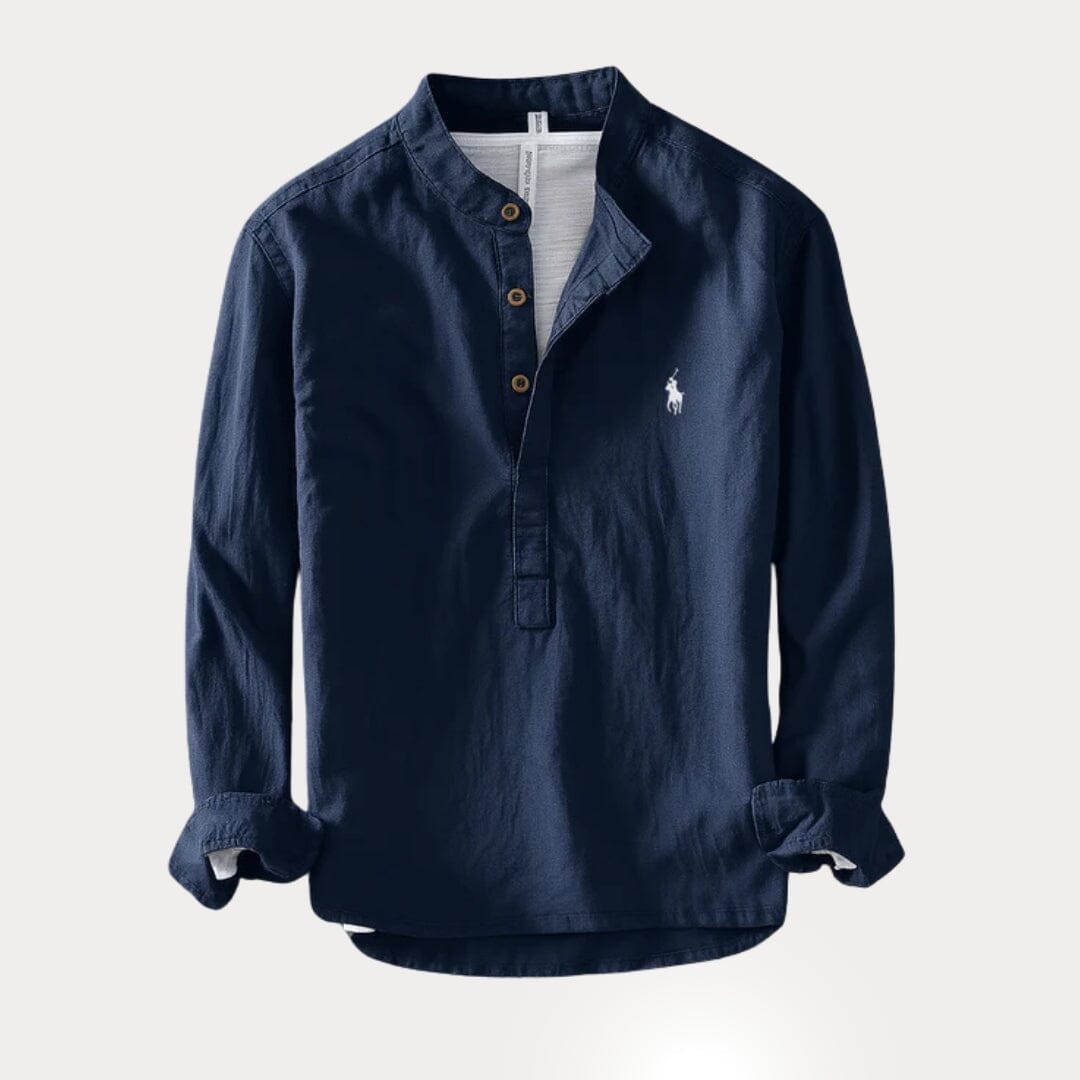 Camisa Masculina RL™ Gola Padre – Linho com Algodão - Direct Ofertas