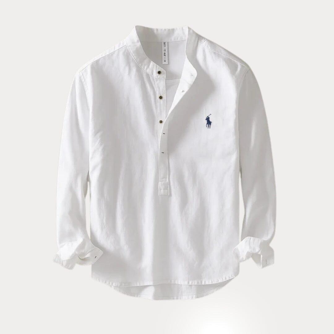 Camisa Masculina RL™ Gola Padre – Linho com Algodão - Direct Ofertas