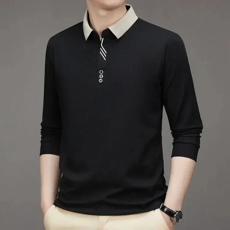 Camisa Polo Masculina John Karlo Minimalista Manga Longa + Brinde Relógio Deyros Luxo - Direct Ofertas