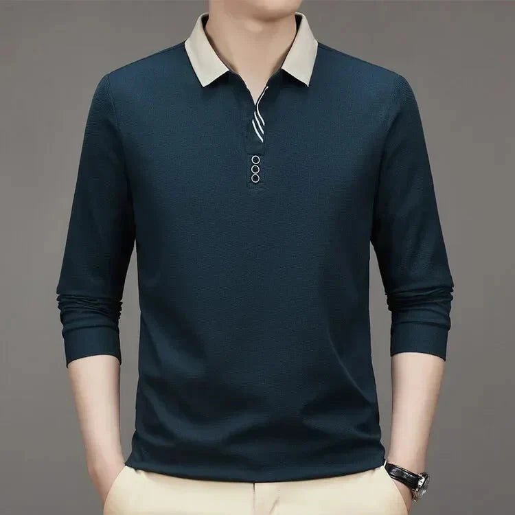Camisa Polo Masculina John Karlo Minimalista Manga Longa + Brinde Relógio Deyros Luxo - Direct Ofertas