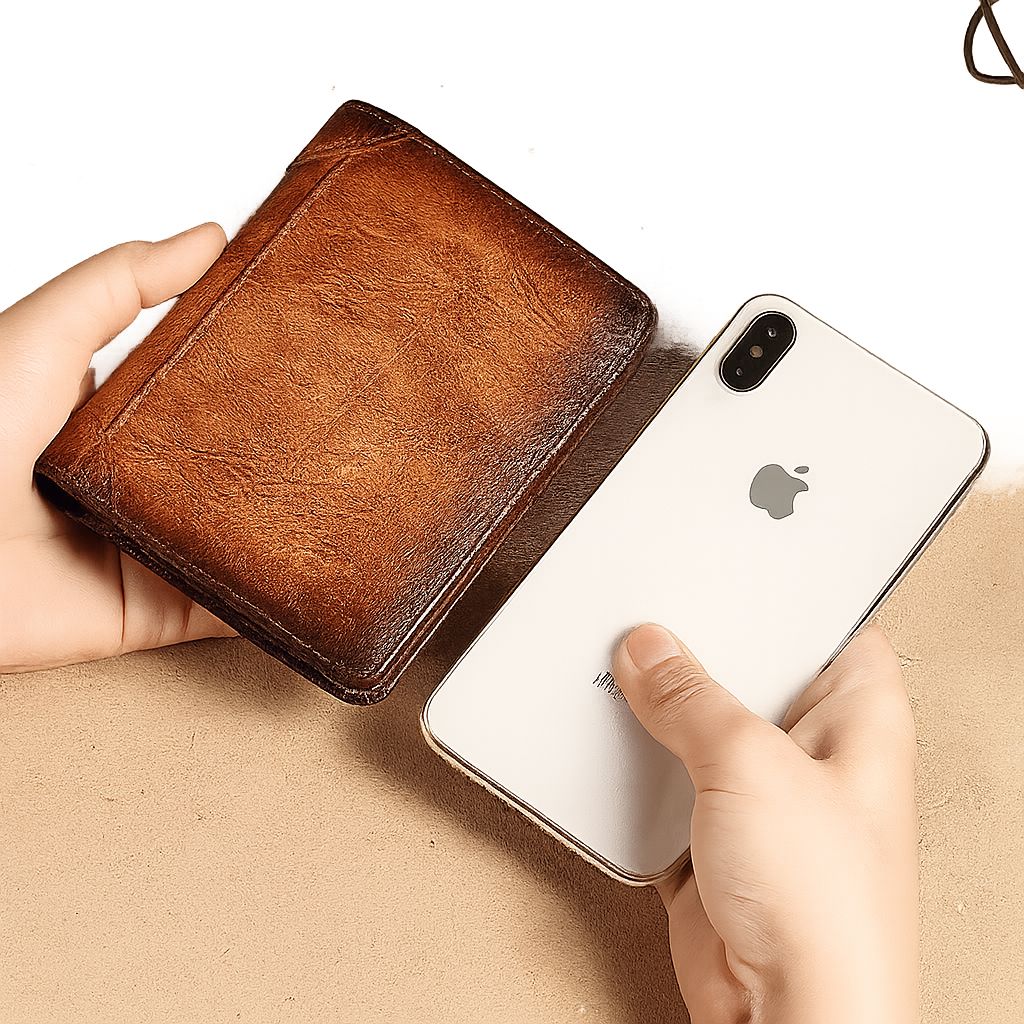 Carteira de Couro ManBang™ com Proteção RFID Antifurto Masculina - Direct Ofertas
