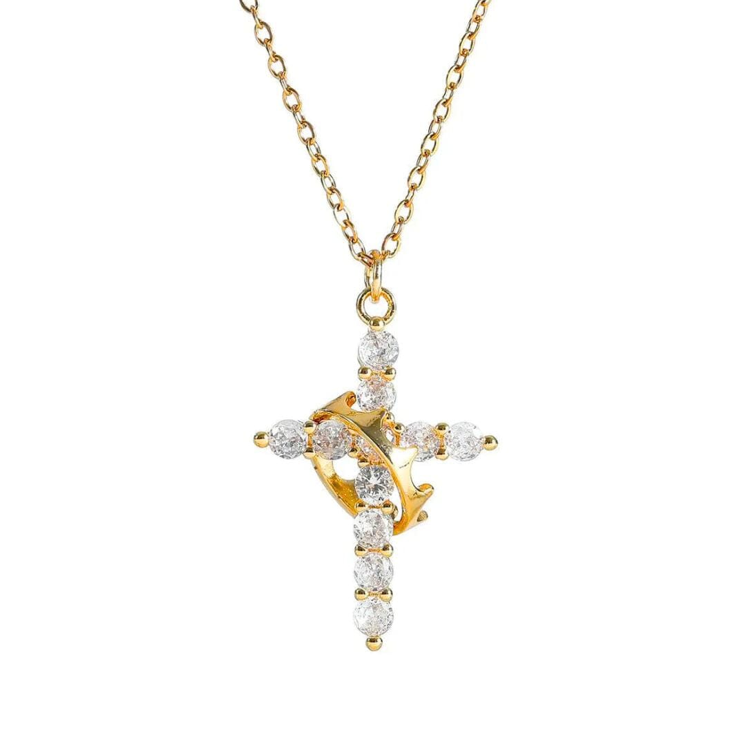 Colar Cruz & Coroa - Banhado a Ouro 18K - Direct Ofertas
