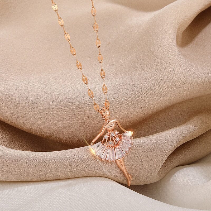 Colar Feminino Dourado Bailarina de Cristal - Direct Ofertas