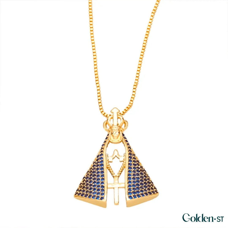 Colar Nossa Senhora Aparecida - Dupla Face com Manto de Zircônia - (COMPRE 1 LEVE 2) - Direct Ofertas