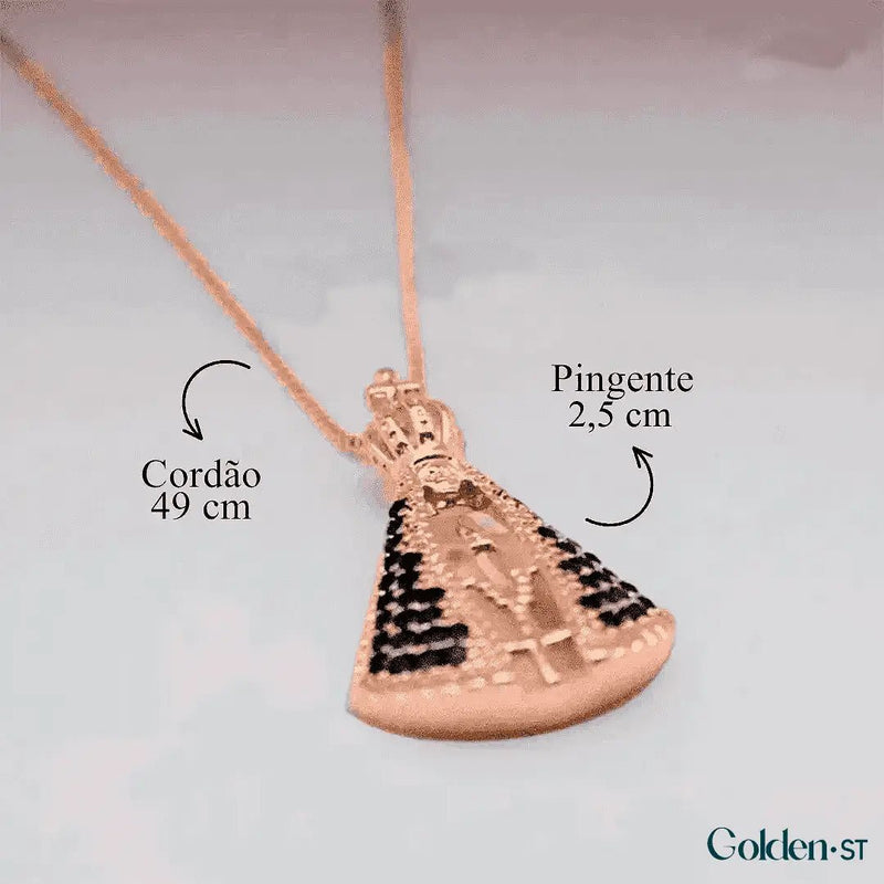 Colar Nossa Senhora Aparecida - Dupla Face com Manto de Zircônia - (COMPRE 1 LEVE 2) - Direct Ofertas