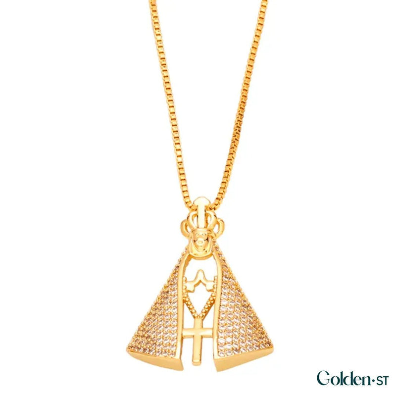 Colar Nossa Senhora Aparecida - Dupla Face com Manto de Zircônia - (COMPRE 1 LEVE 2) - Direct Ofertas