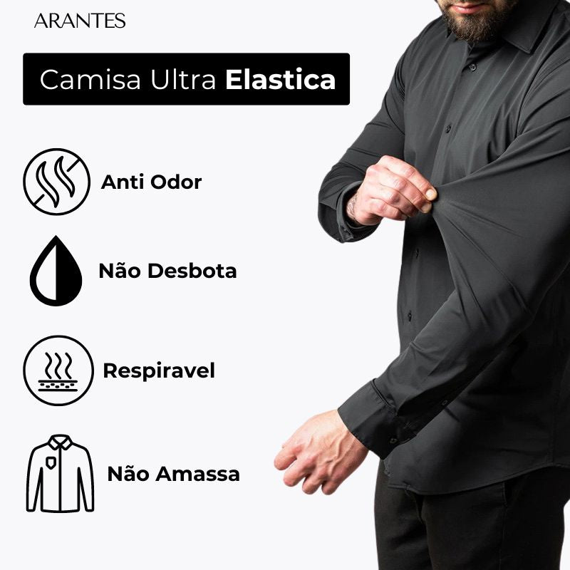 Compre 1 Leve 2 | Camisa Social Ultra Elastech Anti amassados + Relogio de Brinde - Direct Ofertas