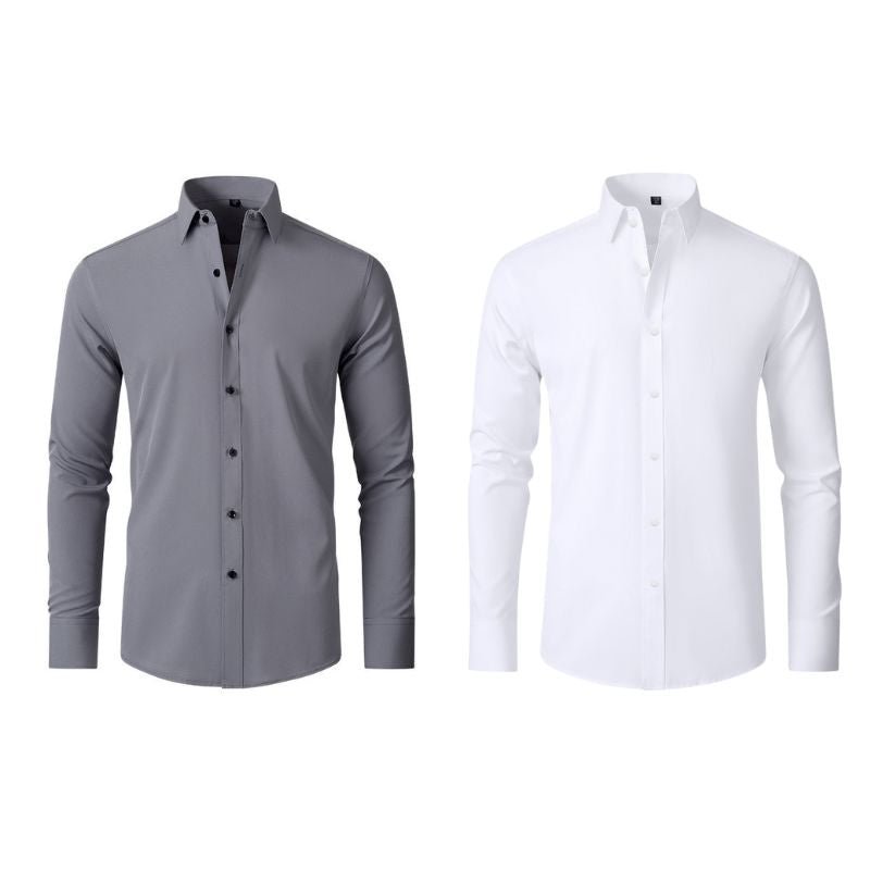 Compre 1 Leve 2 | Camisa Social Ultra Elastech Anti amassados + Relogio de Brinde - Direct Ofertas