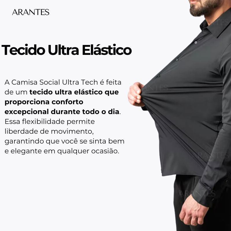 Compre 1 Leve 2 | Camisa Social Ultra Elastech Anti amassados + Relogio de Brinde - Direct Ofertas