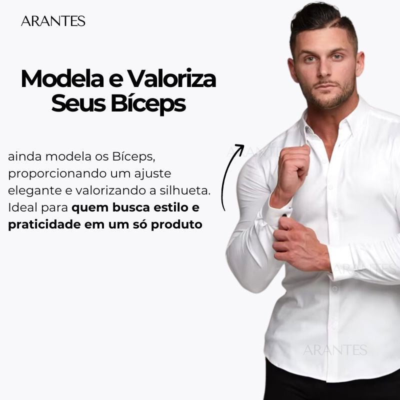 Compre 1 Leve 2 | Camisa Social Ultra Elastech Anti amassados + Relogio de Brinde - Direct Ofertas