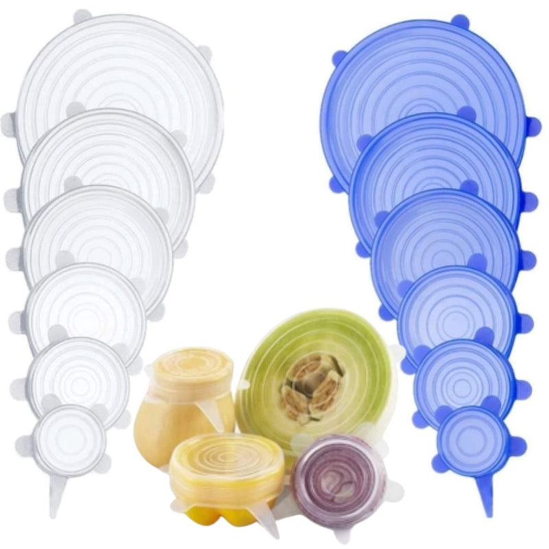 Compre 6 Leve 12 - Kit 12 Tampas de Silicone Reutilizável (UNIVERSAL) - Super Elástico - Direct Ofertas