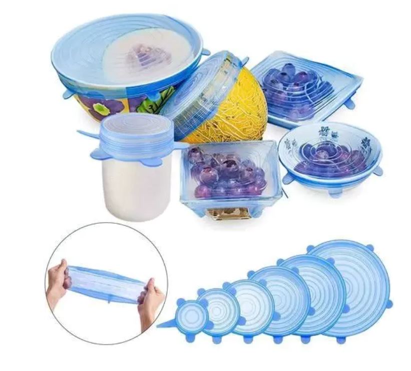 Compre 6 Leve 12 - Kit 12 Tampas de Silicone Reutilizável (UNIVERSAL) - Super Elástico - Direct Ofertas