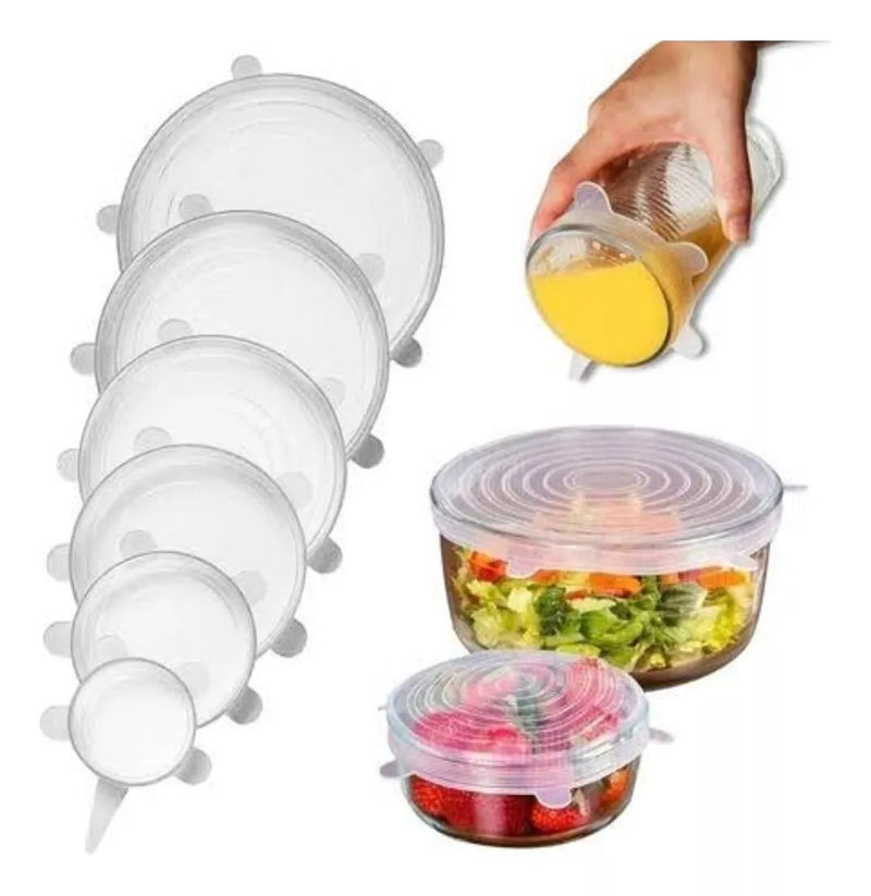 Compre 6 Leve 12 - Kit 12 Tampas de Silicone Reutilizável (UNIVERSAL) - Super Elástico - Direct Ofertas