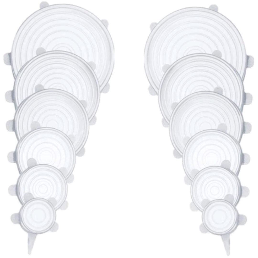 Compre 6 Leve 12 - Kit 12 Tampas de Silicone Reutilizável (UNIVERSAL) - Super Elástico - Direct Ofertas