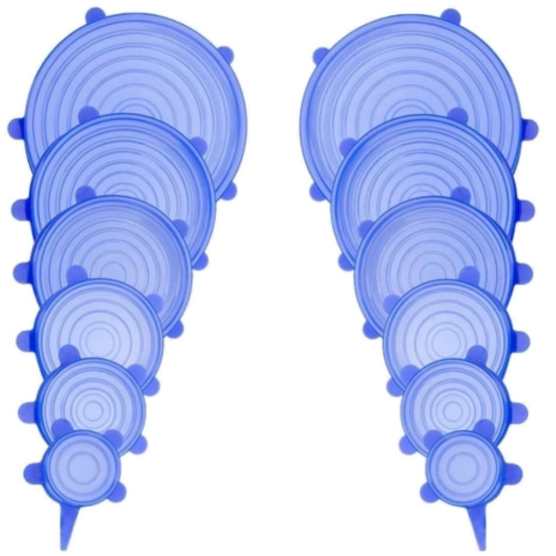 Compre 6 Leve 12 - Kit 12 Tampas de Silicone Reutilizável (UNIVERSAL) - Super Elástico - Direct Ofertas