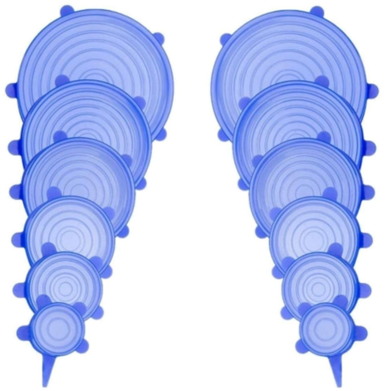 Compre 6 Leve 12 - Kit 12 Tampas de Silicone Reutilizável (UNIVERSAL) - Super Elástico - Direct Ofertas