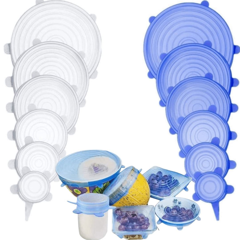Compre 6 Leve 12 - Kit 12 Tampas de Silicone Reutilizável (UNIVERSAL) - Super Elástico - Direct Ofertas
