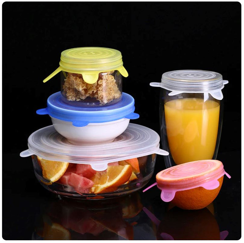 Compre 6 Leve 12 - Kit 12 Tampas de Silicone Reutilizável (UNIVERSAL) - Super Elástico - Direct Ofertas