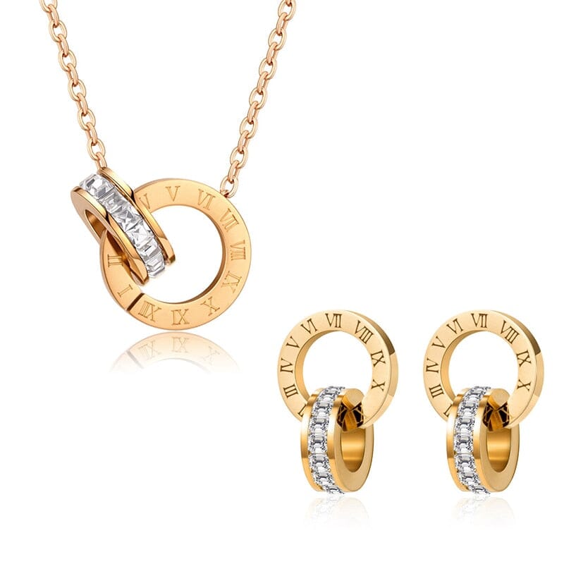 Conjunto Colar e Brincos Números Romanos - Direct Ofertas